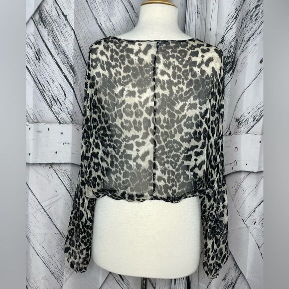 Emerson Thorpe Silk Leopard Print Top S - Picture 3 of 8